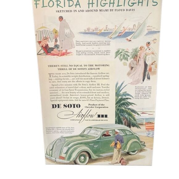 Vintage 1936 De Soto Airflow Florida Highlights Ad Advertisement - Picture 2 of 4